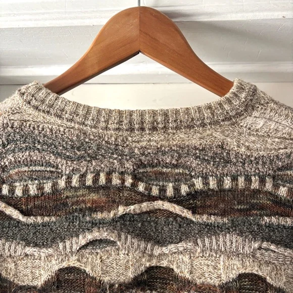 Norm Thompson Vintage Sweater Mens Textured Coogi Style Brown Medium - Picture 10 of 13